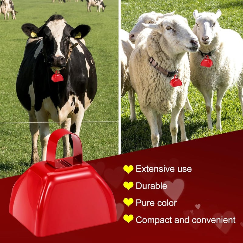 cssopenss 20 Pcs Metal Cowbell 3 Inch Noisemaker Cheering Bell Red Cow Bells for Sporting Events, Football Games,Weddings and Celebrations - Image 3